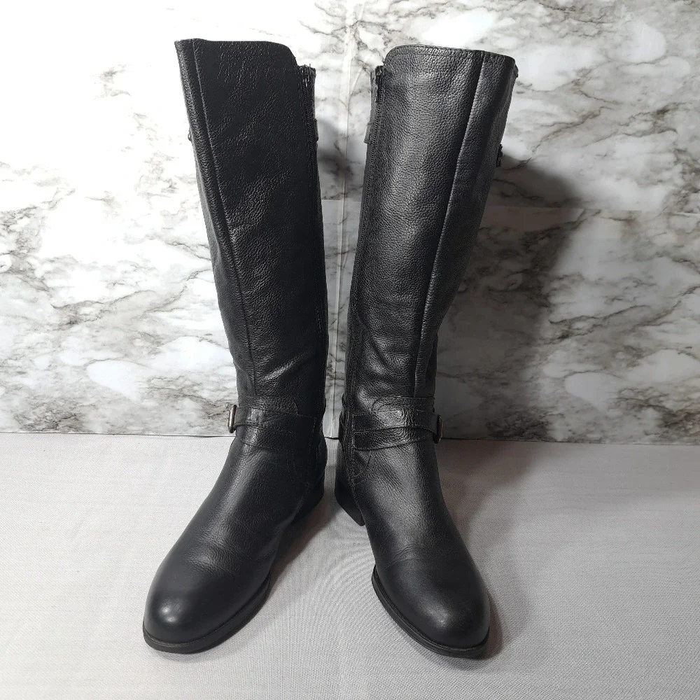 Naturalizer‎ Juletta Women's Leather Boots Black Size 9.5 M Pebbled